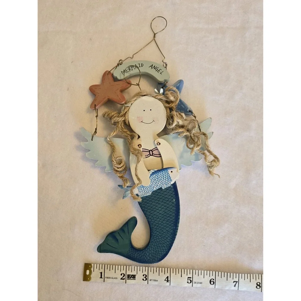 Beachcombers Teal Blue and Green Mermaid Angel Wall Plaque
